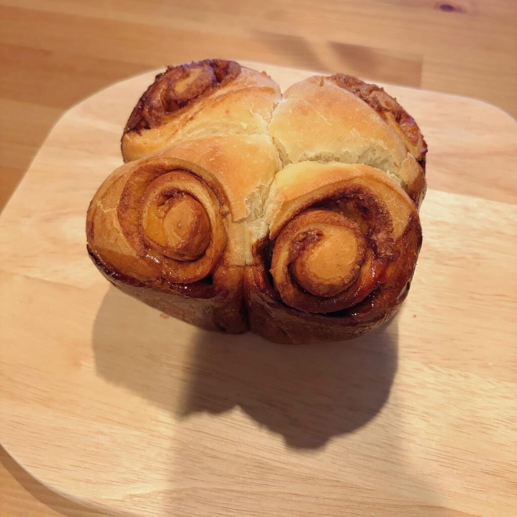 オーブンなしで出来上がったシナモンロール