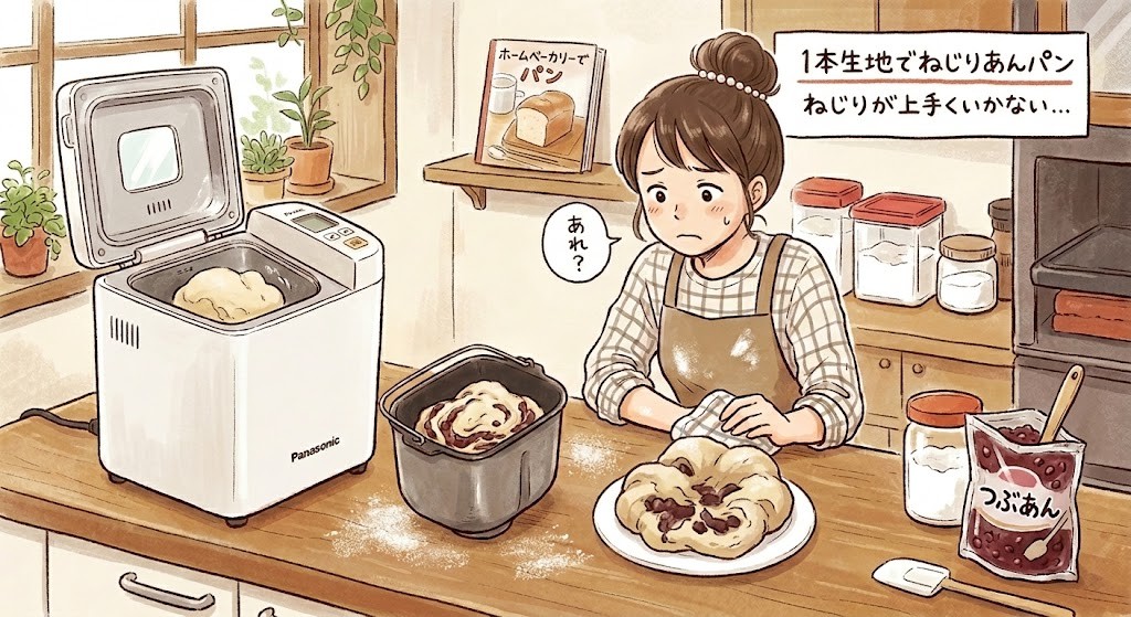 重ねねじりあんパン_1本失敗